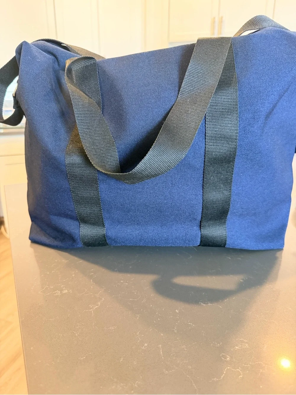 Giorgio Armani Navy Canvas Messenger Bag with Olive Web Straps